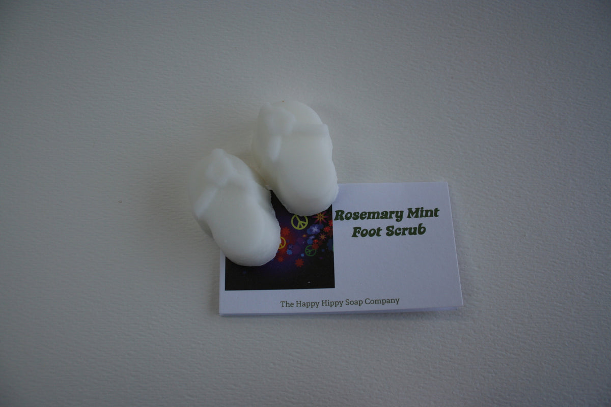 Rosemary mint foot scrub in flip-flop shaped bars